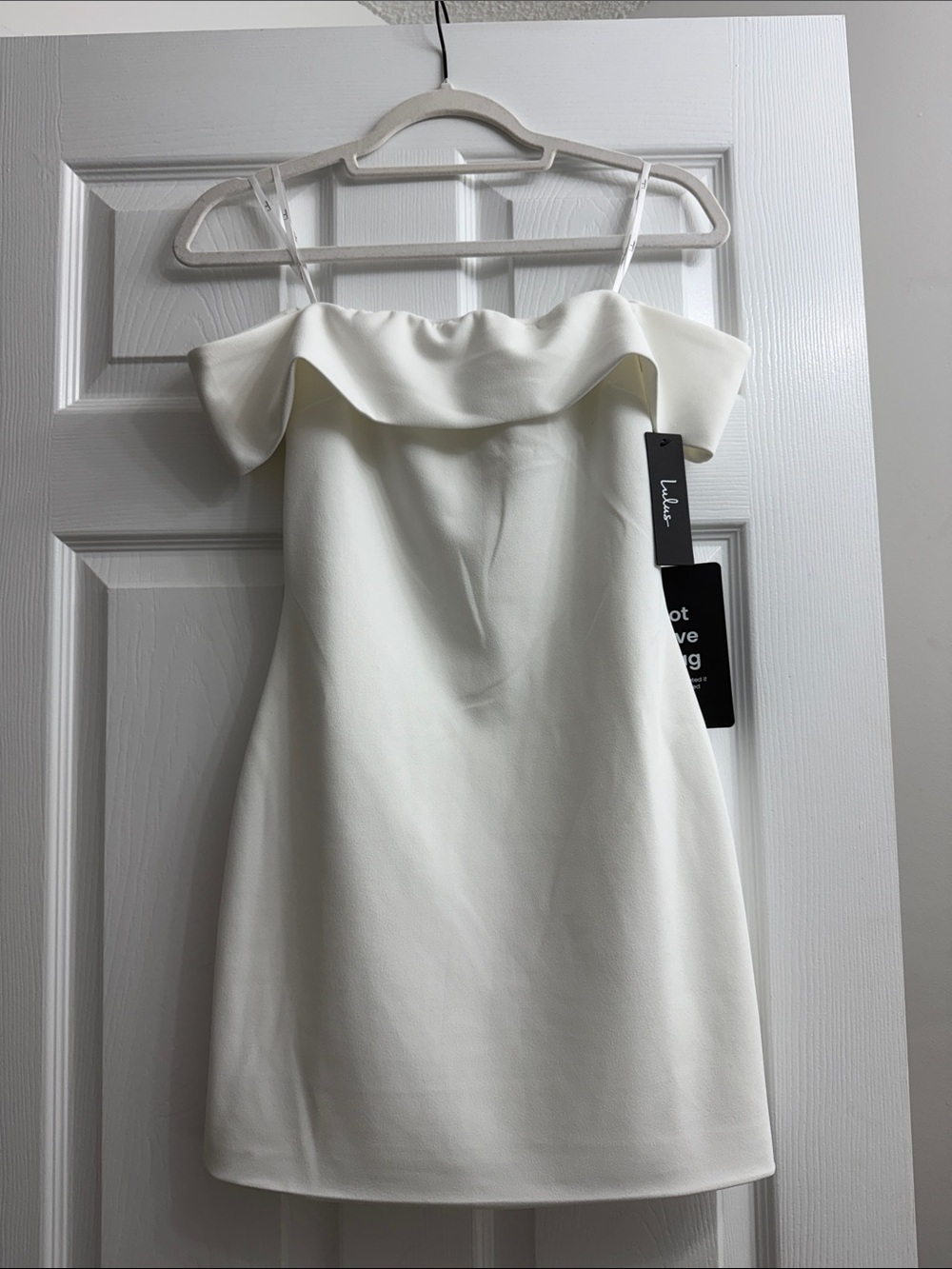 Lulu's Strapless White Ruffle-Trim Mini Dress